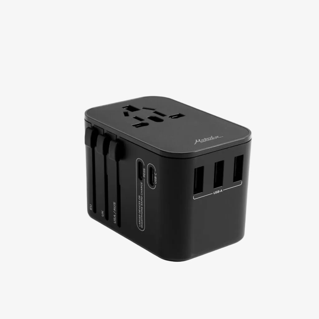 matador global travel adapter black bottom side