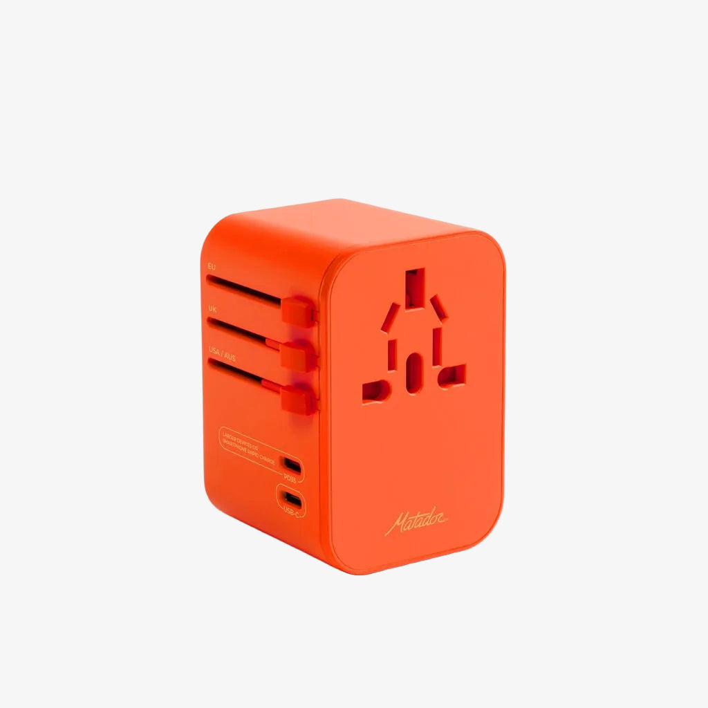 matador global travel adapter orange