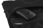 black mouse in black matador laptop base layer zipper compartment