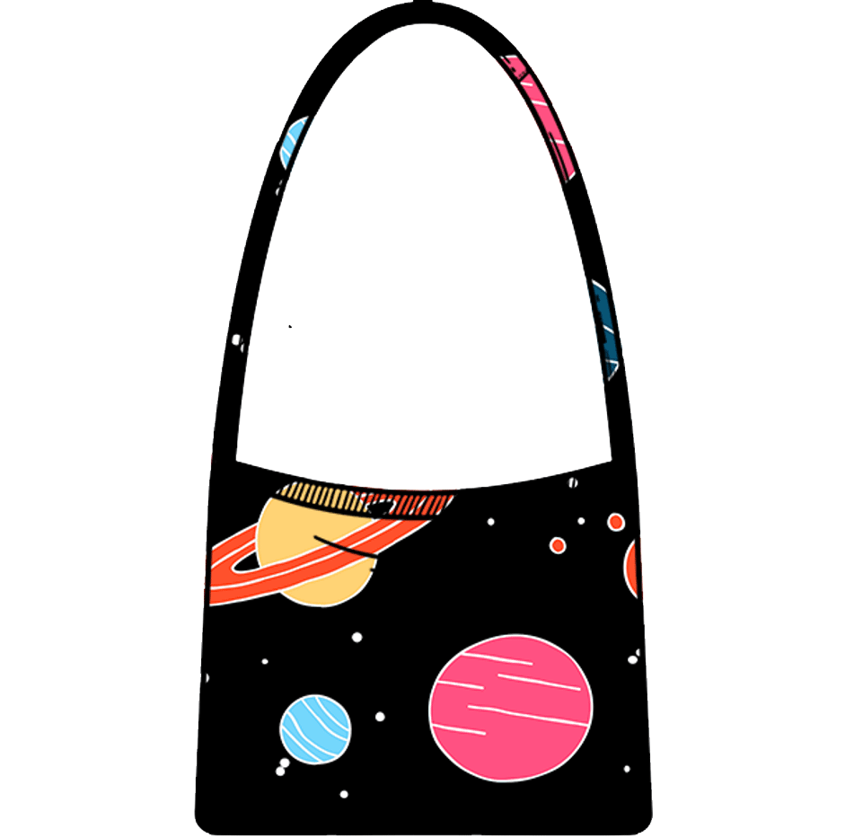 black planet patterned foldable travel sling bag