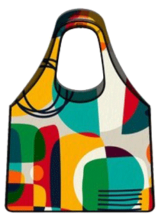 Colorful geometric patterned foldable travel tote bag