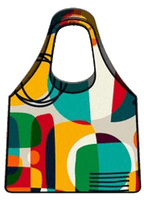 Colorful geometric patterned foldable travel tote bag