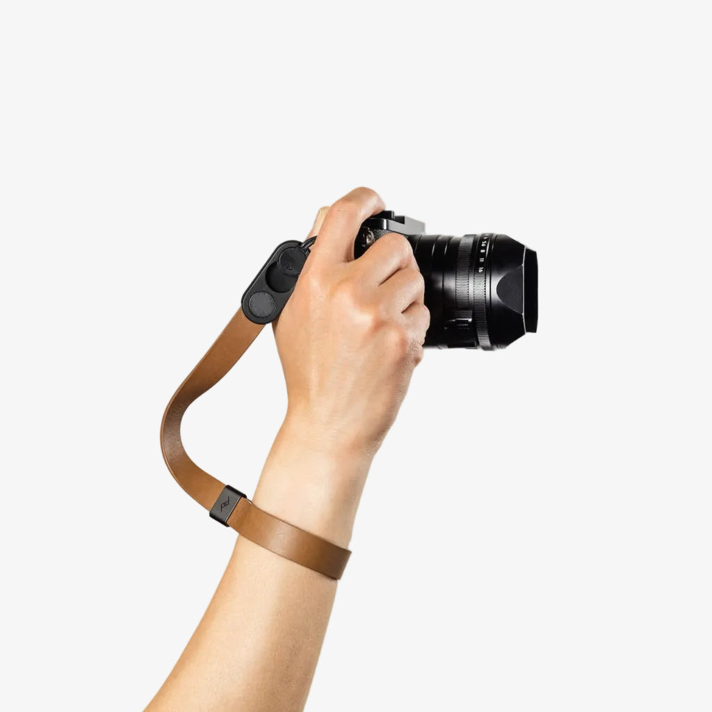 peak design cuff wrist leather amber