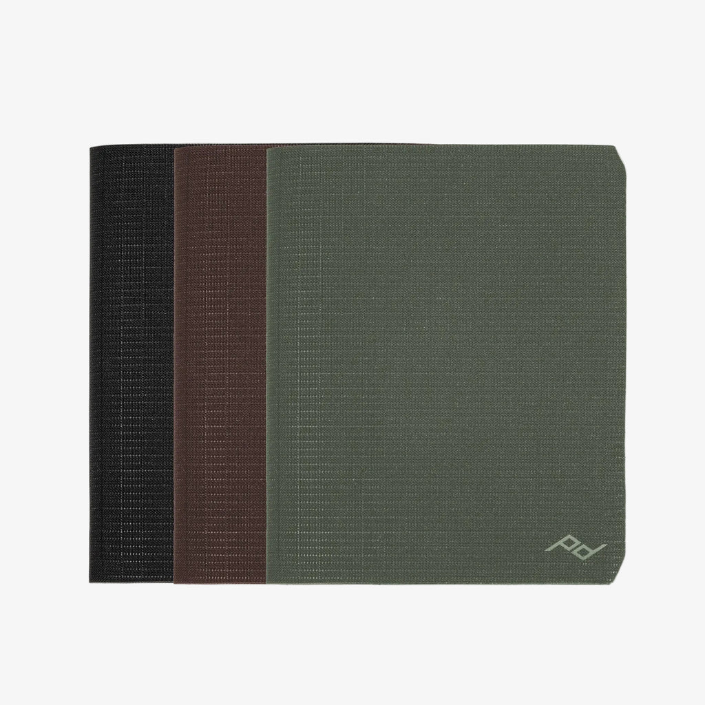three peak design passport wallet sage, eclipse, black