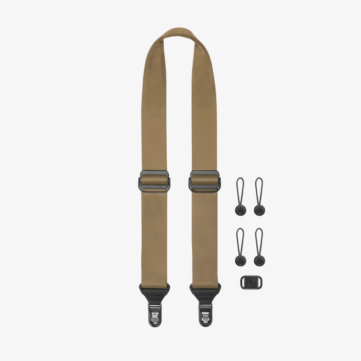 peak design slide strap coyote with four anchor links and an anchor mount