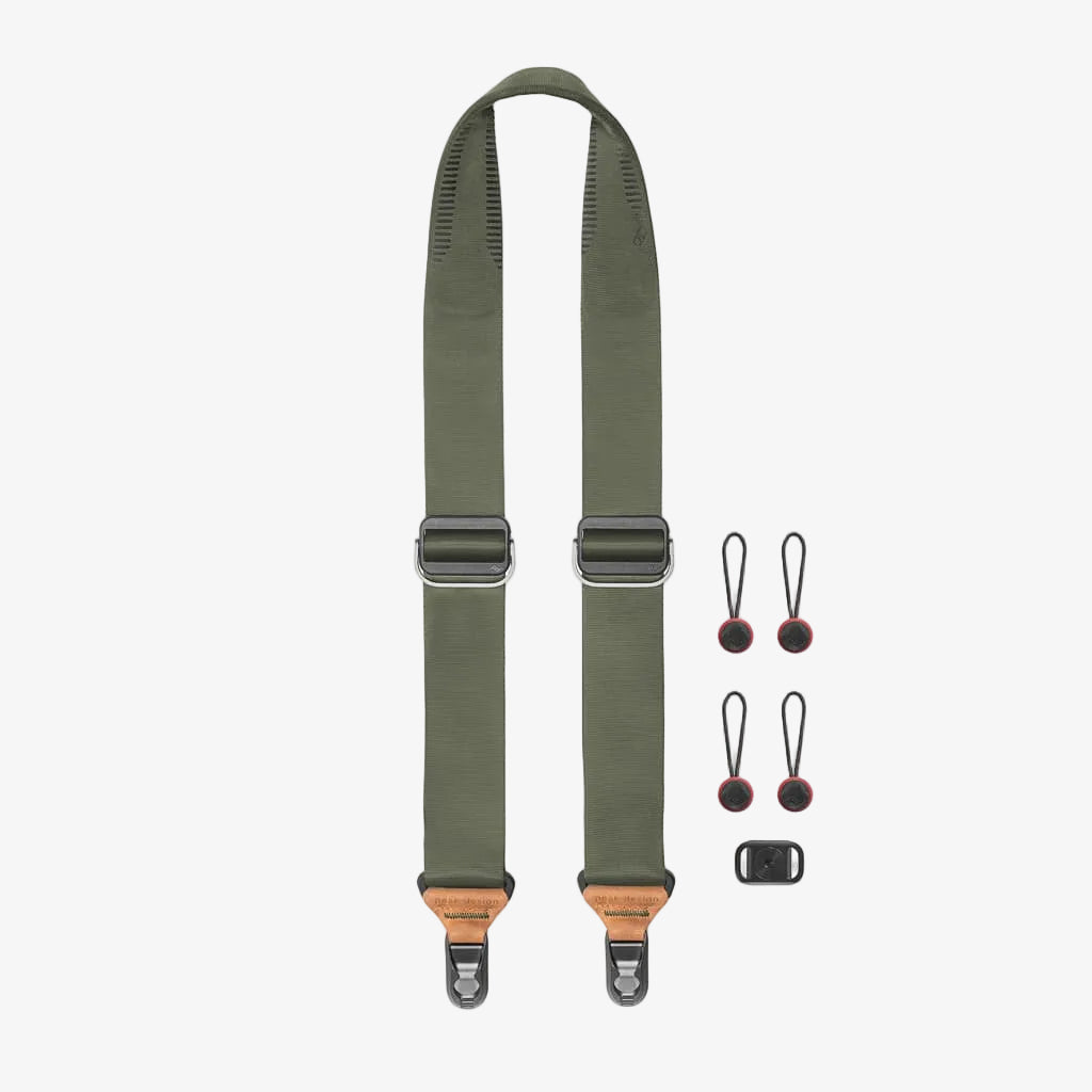peak design slide strap sage with four anchor links and an anchor mount