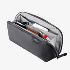 opened black peak design small tech pouch