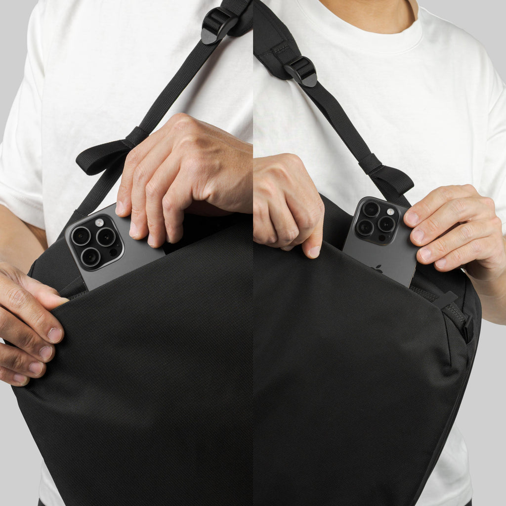 rework toshi pack 20l side pocket quick access