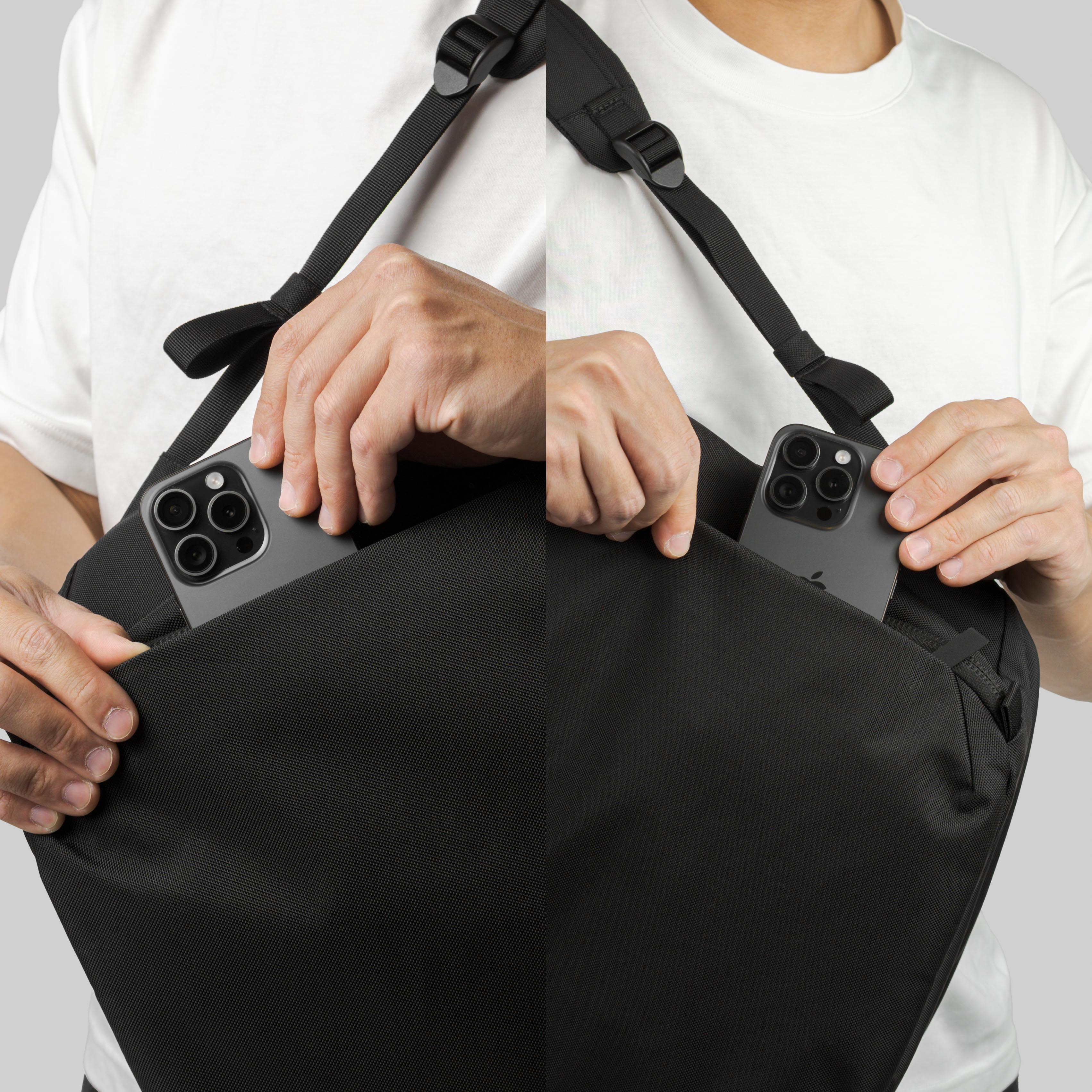 rework toshi pack 20l side pocket quick access