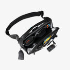Black Toshi 6-liter shoulder bag open compartment
