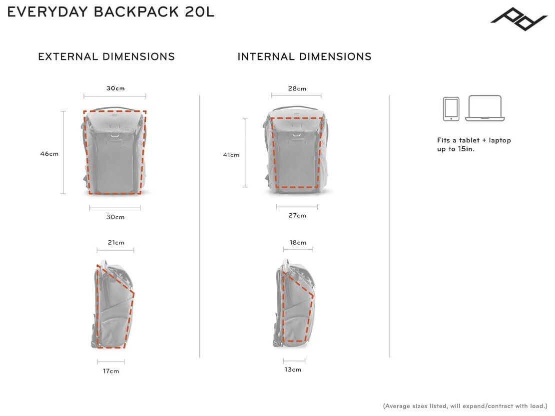 Everyday Backpack 20 Dimensions