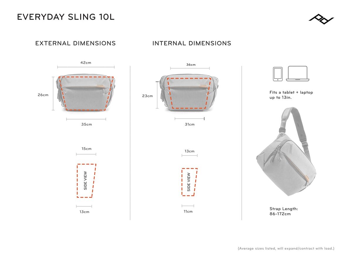 Everyday Sling 10L Dimensions