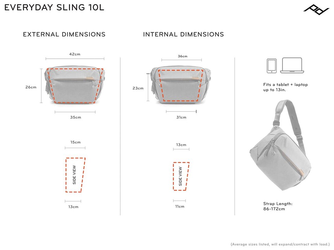 Everyday Sling 10L Dimensions