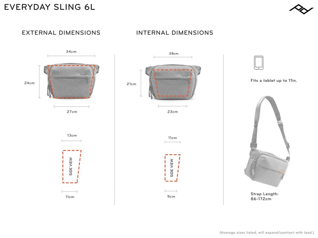 Everyday Sling 6L Dimensions