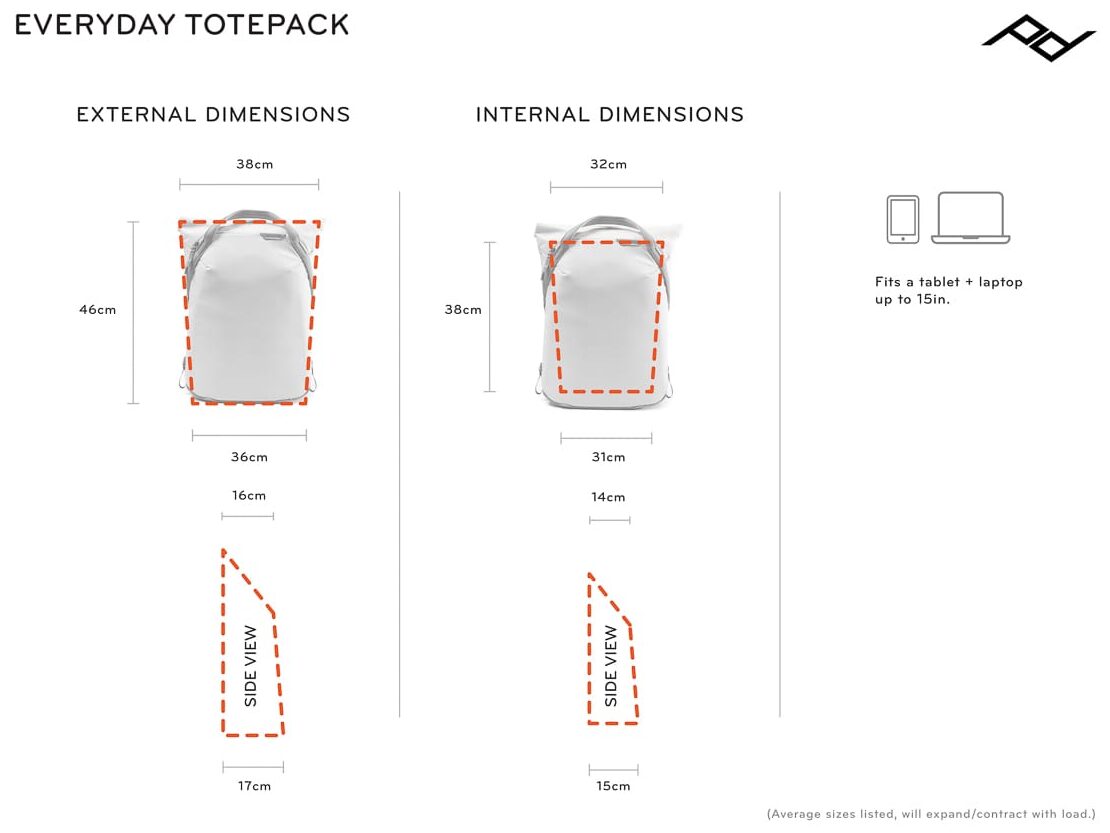 Everyday Totepack Dimensions